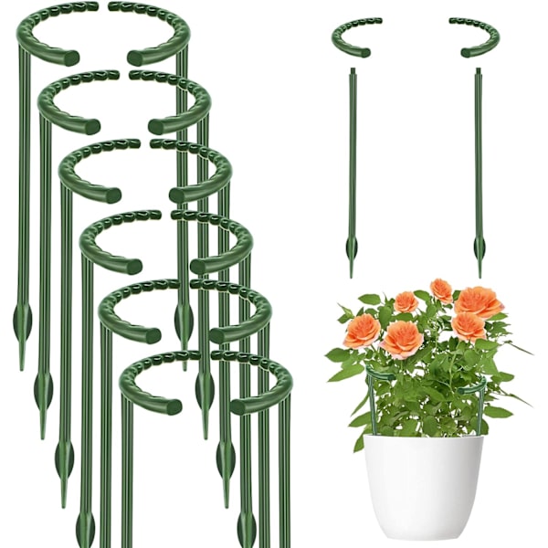 12 st trädgårdsstöd för växter, halvrunda växtstöd, plaststöd för blomkrukor, klätterstöd för små växter, blommor och grönsaker (14,5 x 25 cm)