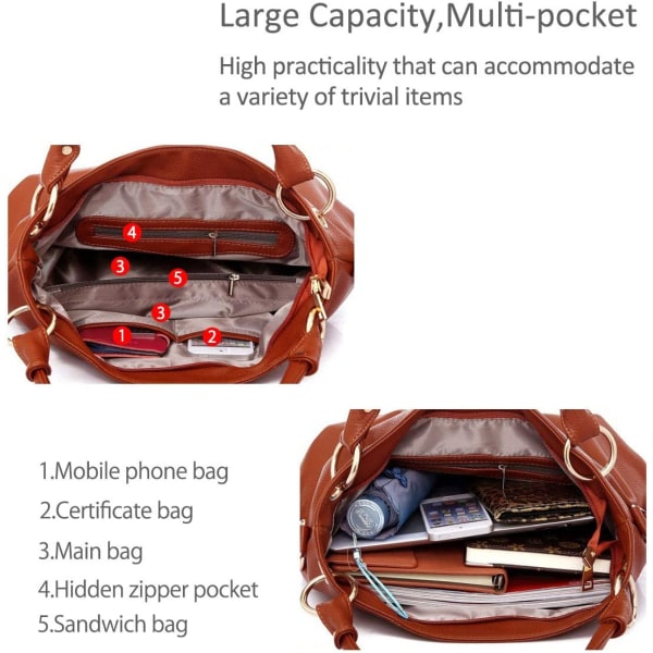 Svart handväska dam stor mode axelväska läder crossbody