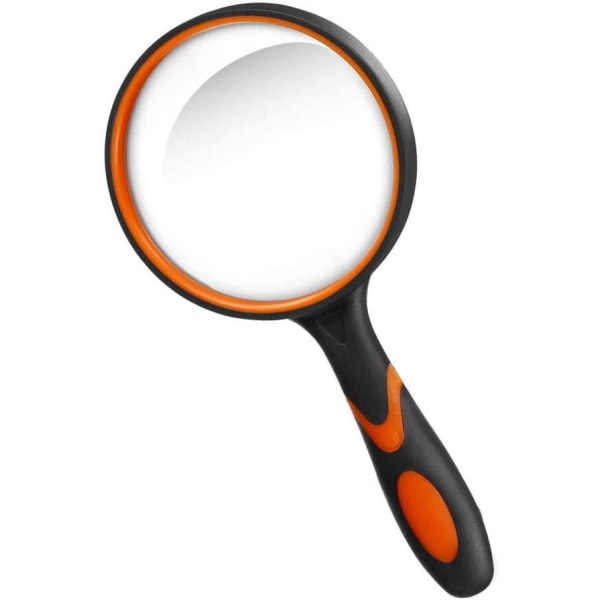 Forstørrelsesglas 10X (Orange), Håndholdt læseforstørrelsesglas med skridsikker