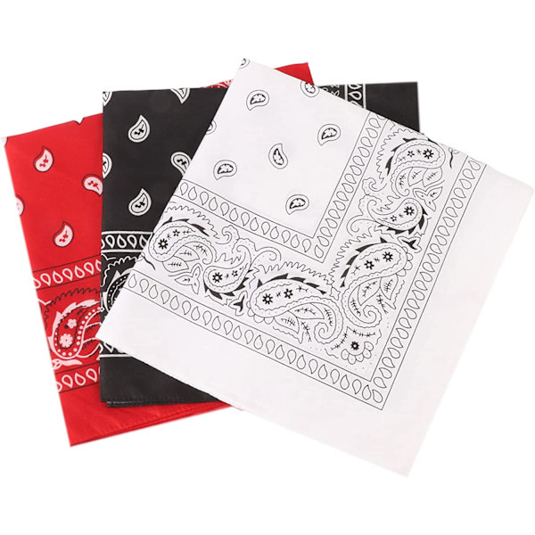 3 stk. Bandana Hår Tørklæde, 54 x 54 cm Hårbånd Hovedbånd Lommetørklæde