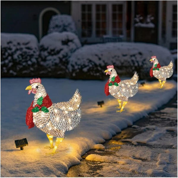 Lysende kylling, dekorativ havebunke LED juleornament