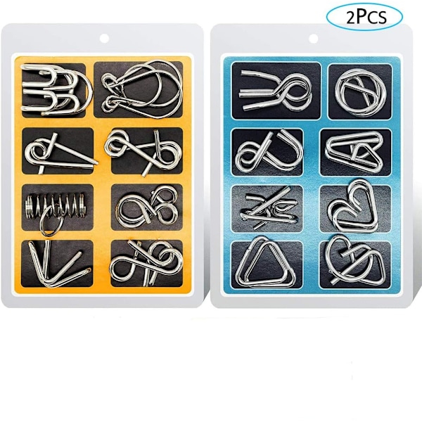 Metal Brain Teaser Wire Set of 16, IQ Test Metal Brain Teaser IQ