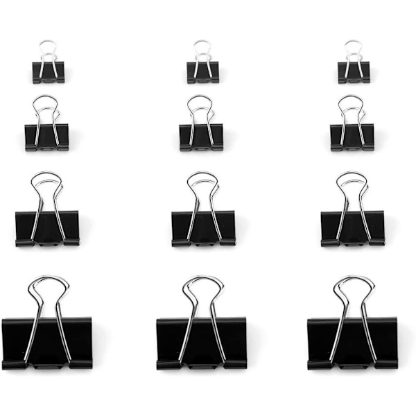 48-pack 15/19/25/32mm 4x12 dokumentklämmor - Multifunktionspapper