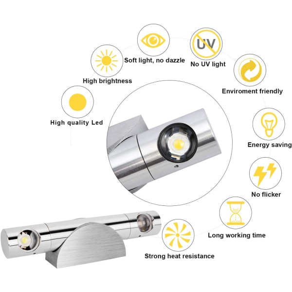 Vägglampa inomhus 2 LED 6W Modern Up Down 360 Grader Rotata