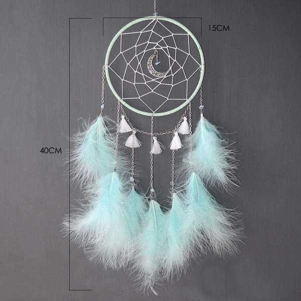 White Moonlight Wrap Light - Dreamcatcher with Feathers Decorati