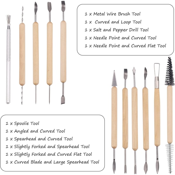 Sett med 11 polymerleireverktøy for voksne Skulptureringsverktøy for pott