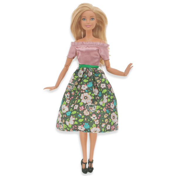 Barbie modedräkt, 7 delar, 7 docktillbehör, för kap