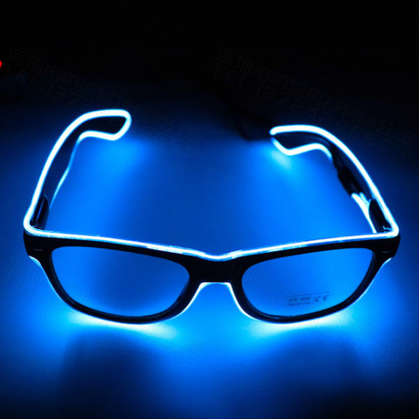 1 lys op briller, blå 4 tilstande LED briller EL tråd neon lys