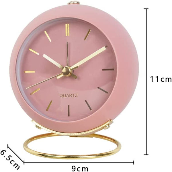 Relogeuhr Analog Alarmklokke med Lys, Liten Stille Retro Ala