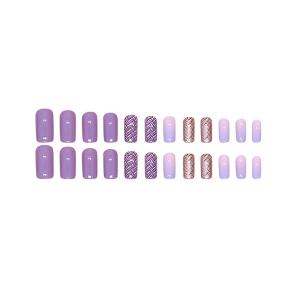24 st Purple Press-on Naglar Medium Square