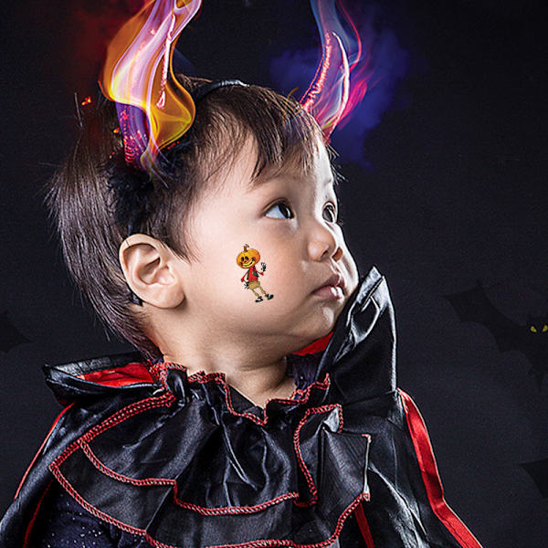 60 kappaletta Halloween-lasten sarjakuvatatuointi-tarroja hauska kurpitsatatuointi