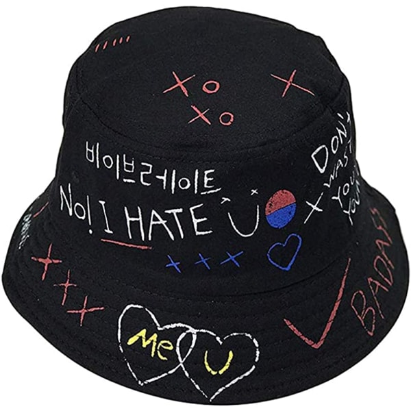 Unisex Solhatt Bøttehatter, Graffiti Alfabet Fiskerhatt Hip-H