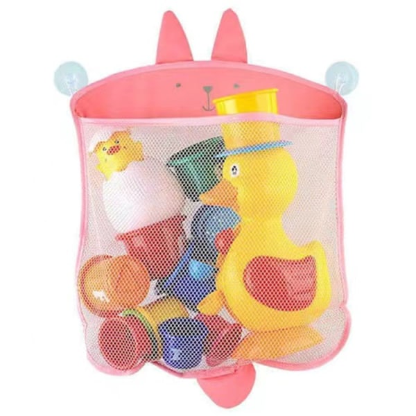Pink kanin Legetøjsopbevaring til børn, opbevaringstaske i mesh, med to s