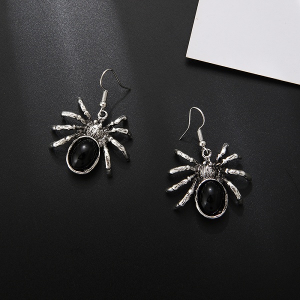 2 par sorte edderkopp-øreringer til Halloween motepersonlighet