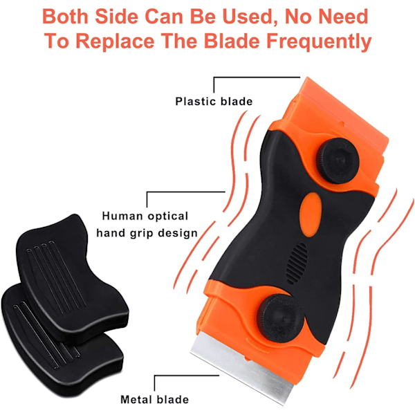 Glasskrape for kokeplate, inkludert 20 reserveblader