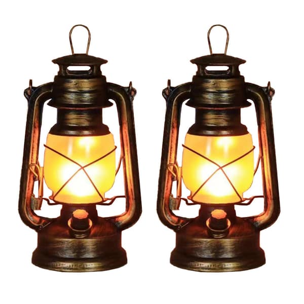 2-pack Vintage Trädgårdslykta, utomhus LED-lykta Flame light three modes