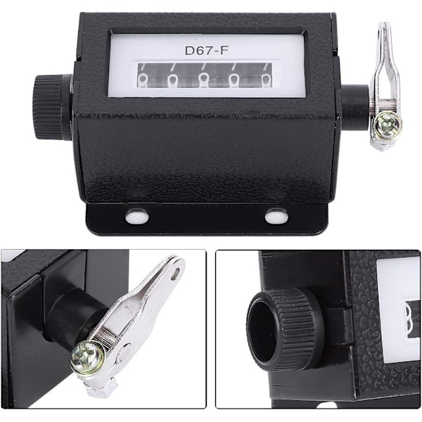 Mekanisk manuell, D67-F 5 sifre Mini manuell trekk-telleverk nullstillbar 0-99999 Arithmometer