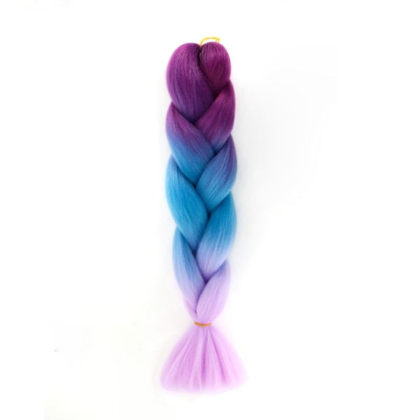 3st (lila blå) fläta hårförlängning 60 cm hårförlängning B