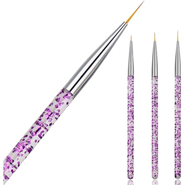 3pcs Nail Art Brushes (Purple Rod), Acrylic Nail Art Design Pain