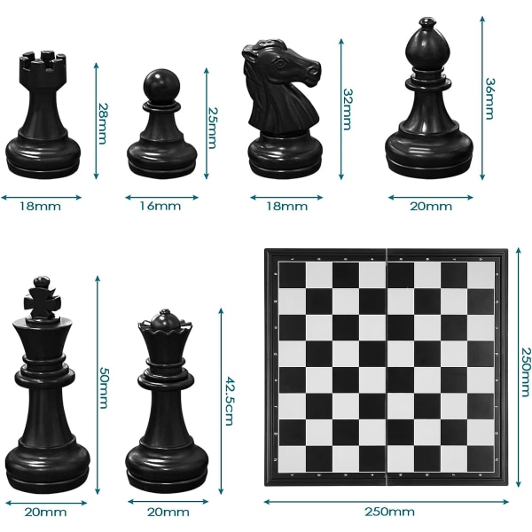 Magnetisk sjakkbrett, Deluxe sammenleggbare sjakksett, bærbart sjakk