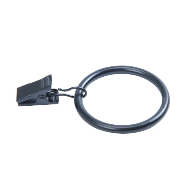 10-pack gardinringar med klämmor (svart 3,0 mm x 32 mm diameter),