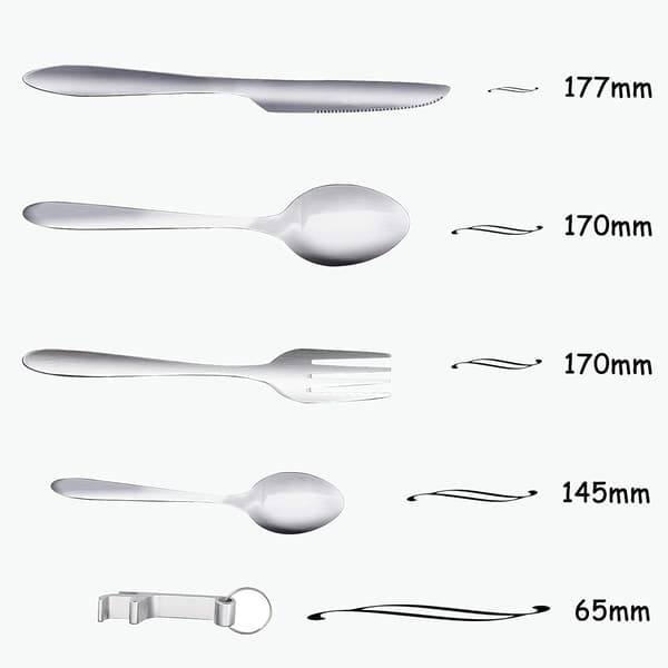 (5 deler) Campingbestikk, bærbart bestikksett, for kontoret