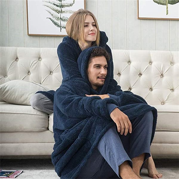 Vinter hættetrøje tæppe kvinder oversized fleece tæppe