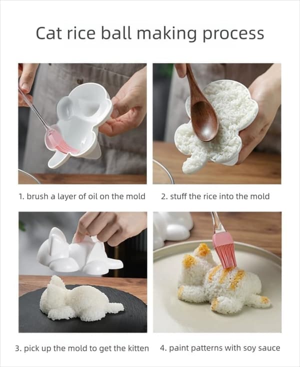 Søt katteform Onigiri-form Sushi Maker
