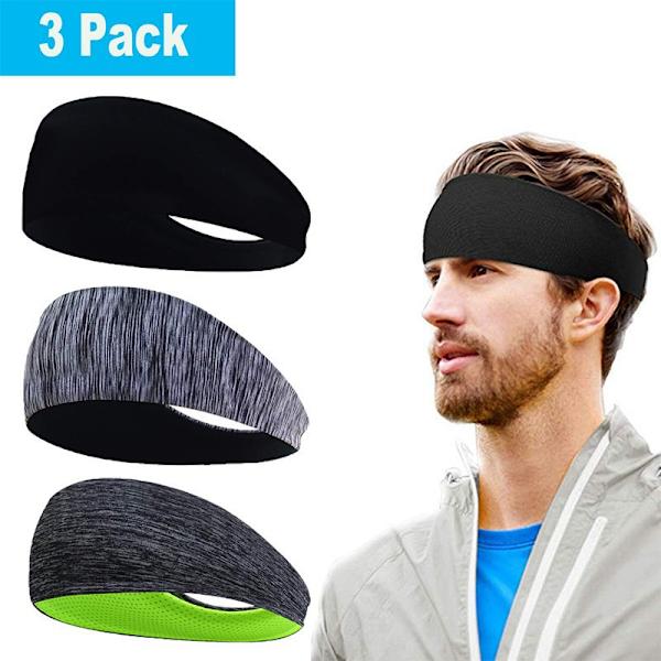 3-pack sportpannband för män och kvinnor - halkfri elastisk sportpannband för fitness, träning, löpning, cykling, yoga, basket, fotboll och tennis - halkfri elastisk pannband