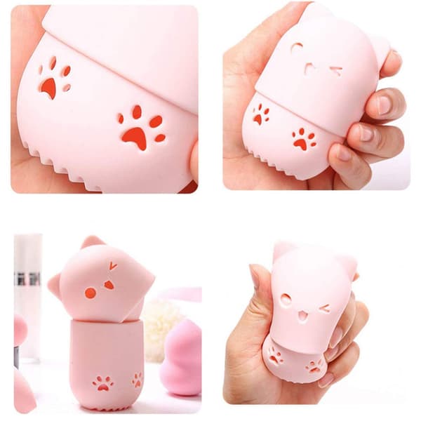 2 stk. Beauty Sponge Blender Beholder, (Pink/Blå) Makeup Blender