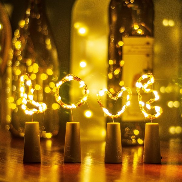 Flaske Lys, 16 Pakke 2M 20 LED'er Batteridrevet Vin Lys med Kork LED Lyskæde til DIY Soveværelser Fester Bryllupper Indendørs Jul Udendørs Dekoration