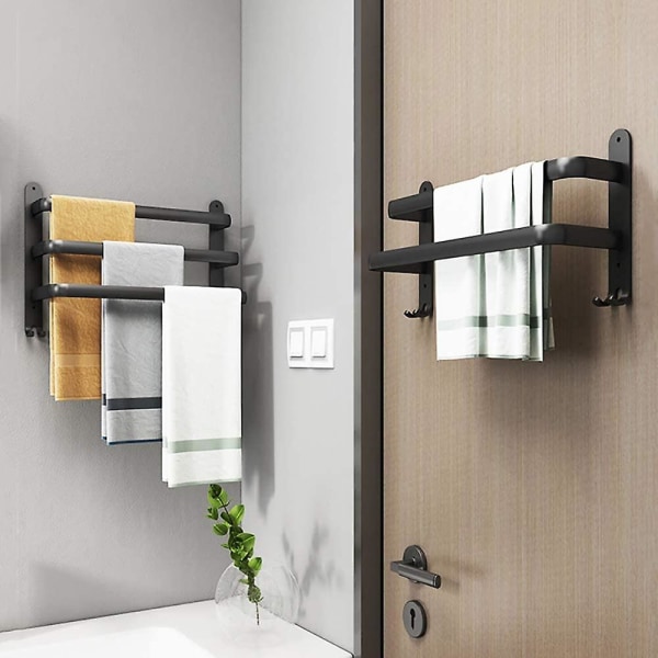 Håndklædestativ til badeværelset, sort vægmonteret håndklædestativ til brusebad