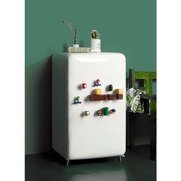 Sæt med 18 Super Mario Brothers 3D mini køleskabsmagneter til Whiteb
