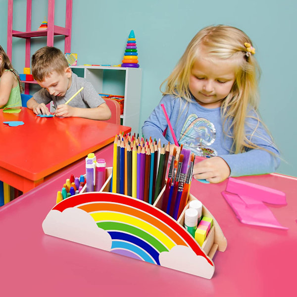 Træ Penneholder & Blyantholdere - Rainbow Supply Caddy Desk O