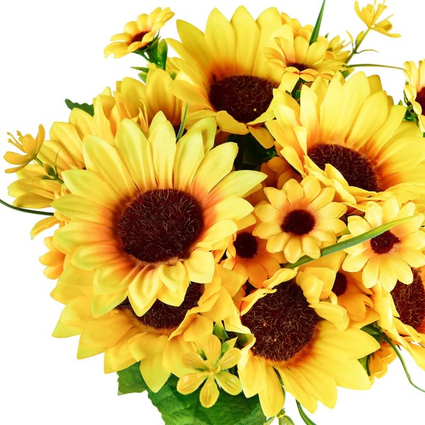2 stykker kunstige solsikkebuketter, gule blomster til ho