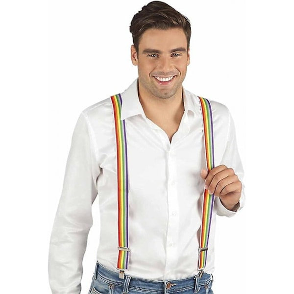 3,5 cm bredt farverigt regnbue print suspender klip