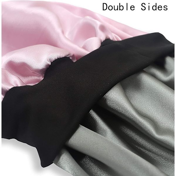 Satin bredbånd elastisk sovehette for sovehette lue hår C