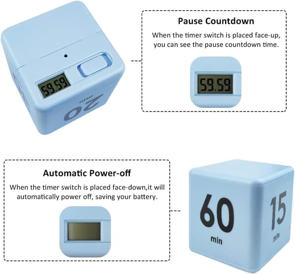 Rubiks kube-timer - blå, 15-20-30-60 minutter