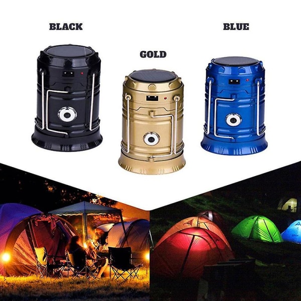 Multifunktionell utomhuscampinglampa uppladdningsbar bärbar sol