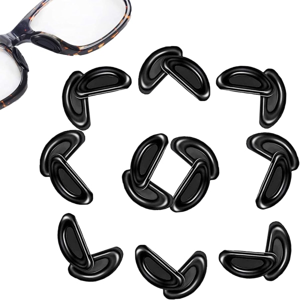 Självhäftande näskuddar för glasögon, 10 par halkfria silikonglas