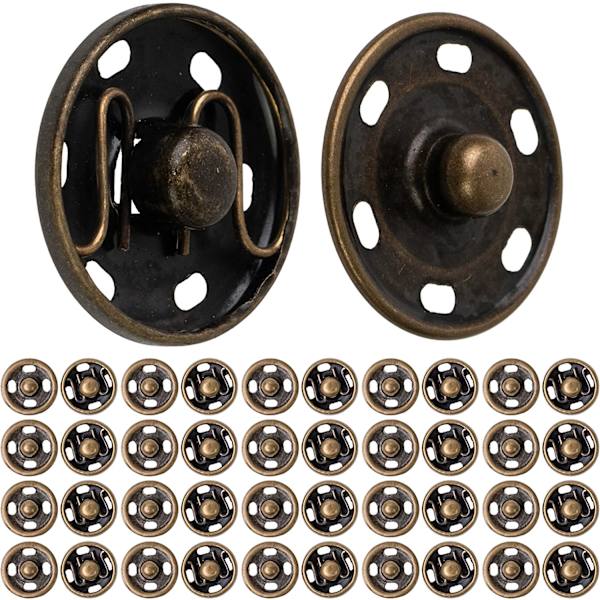 Ompelemispainonapit, Ø 12 mm, 20 paria messinkivärisenä, Lukot