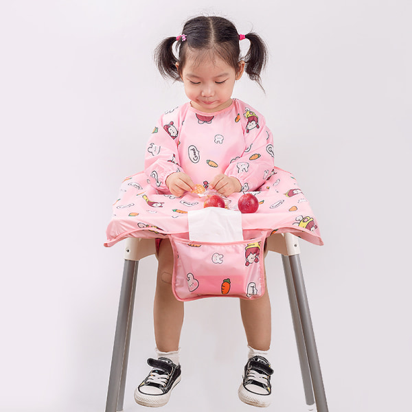 1 lyserød babyhagesmæk & fravænningssmæk med hagesmæk, monteres på din