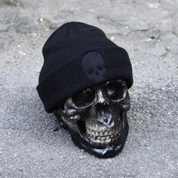 Miesten talvi lämmin pipo Hat Skull Print Virkattu Knitted Slou