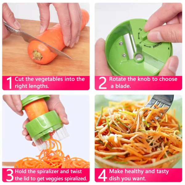 1 stk. bærbar grønnsaksspiralizer, spiral grønnsakskutter, grønnsaksspiralizer
