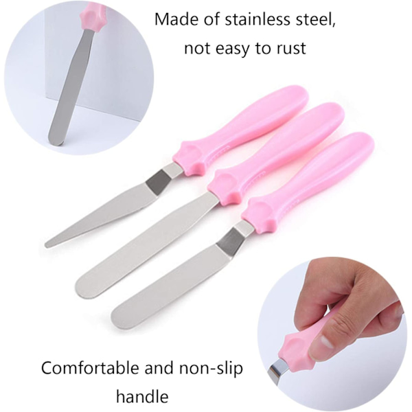Icing Spatulas Sæt Rustfrit Stål Plastik Kage Spatulas til Cre