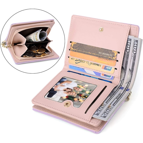 Naisten lompakkokorttipidike PU-nahkainen pehmeä hihna, kissa ja söpö rusetti