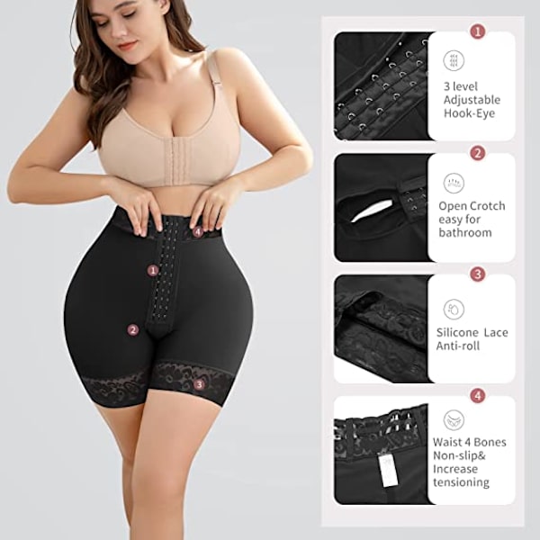 Shapewear for Kvinner Magekontroll Kroppsshaper Shorts Butt Lifter