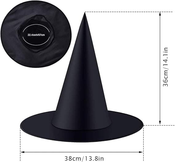 12 stk. Halloween Heksehatter, Svart