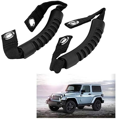 2 stk Bilgrep, Baksete Hodegjerdegrep med Hull for Wrangler 1995 2017 (Svart)
