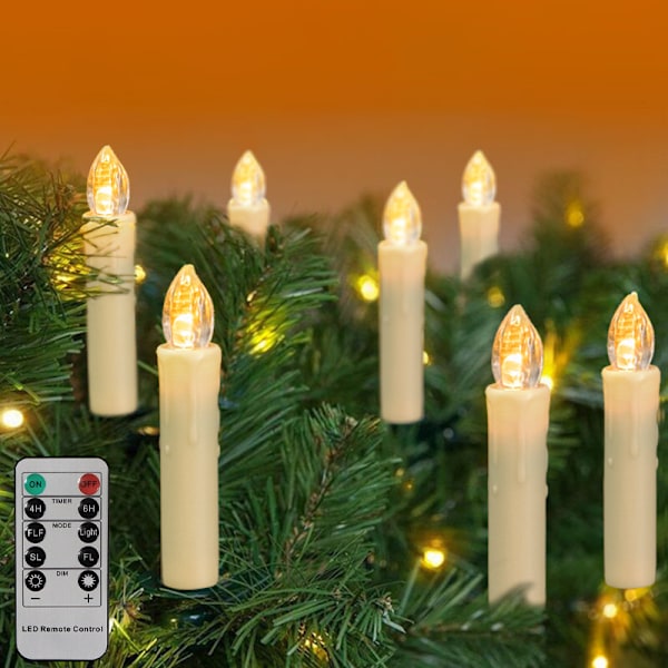20 stk LED julelys med fjernkontrollklips, multifunksjonell LED elektronisk kontroll, dryppeeffekt